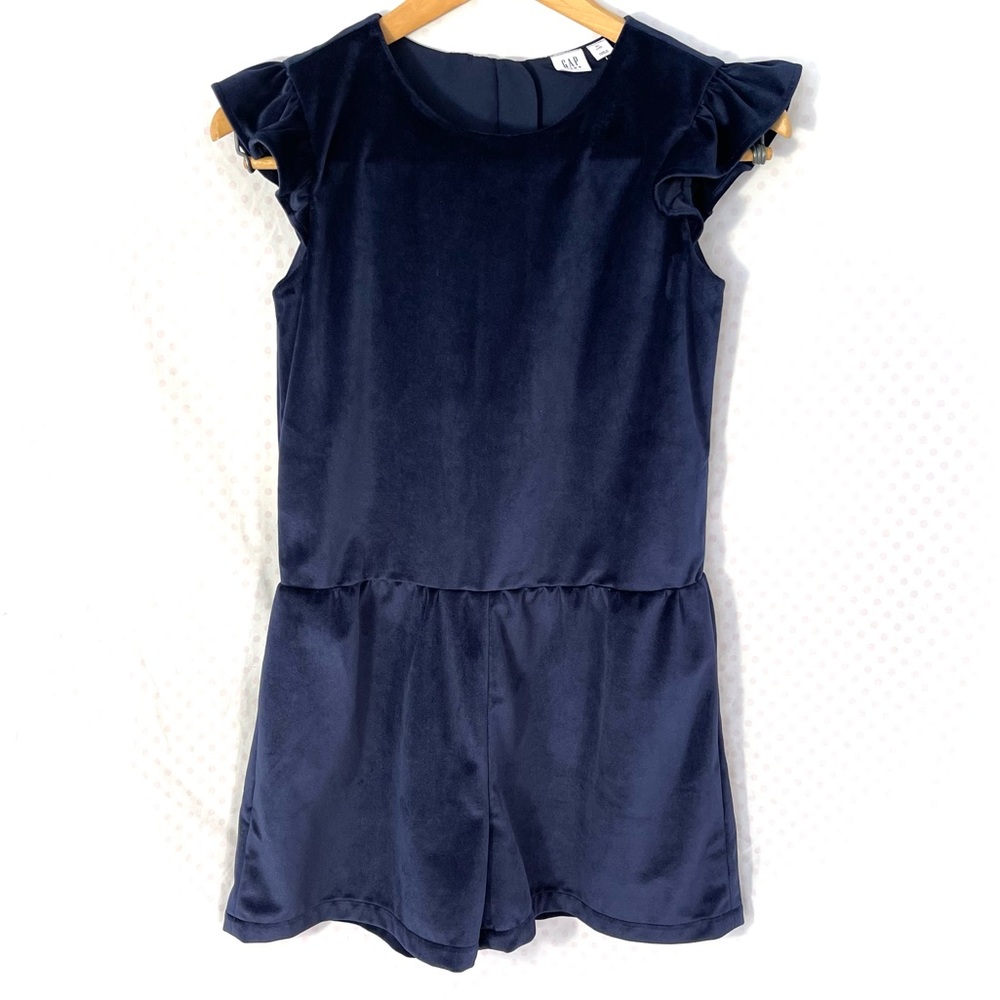 New GAP Kids Navy Blue Velvet Romper One Piece Dress Girls XL (12) NWT